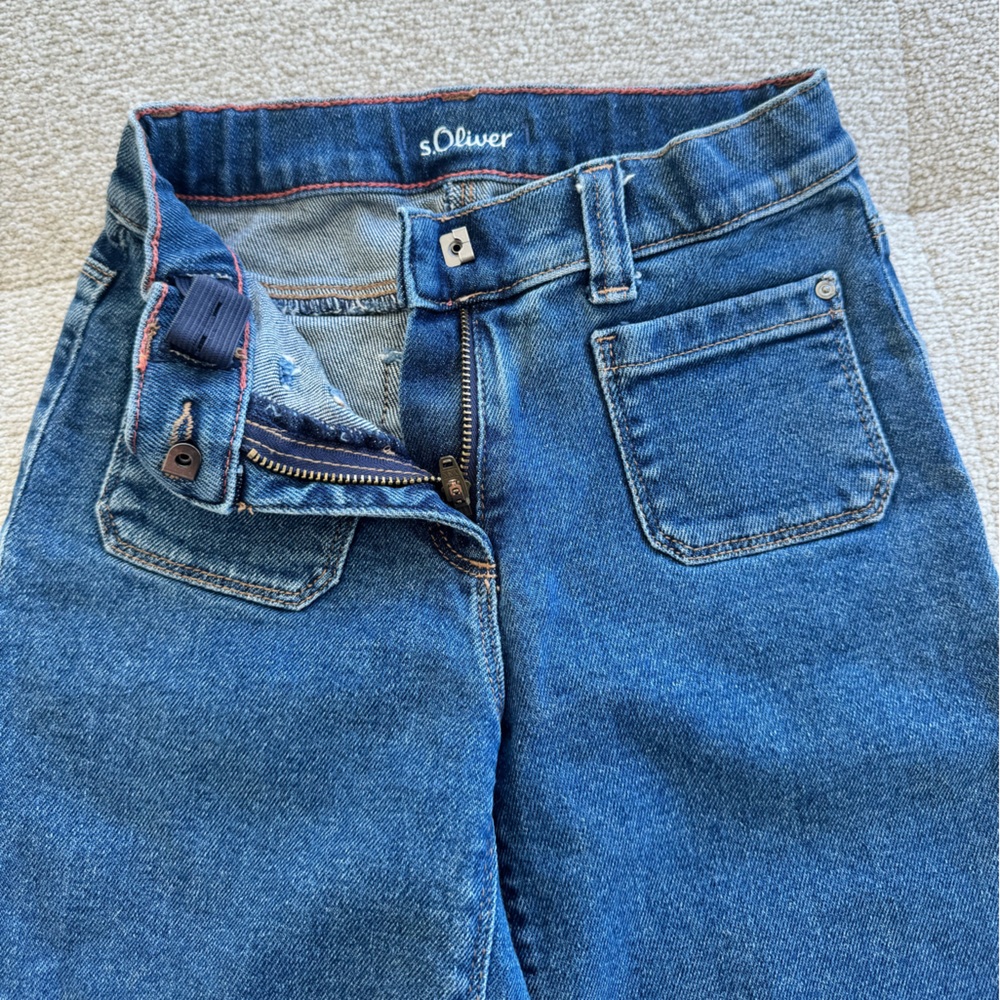 s.Oliver Kids Blue Straight Leg Jeans | Size 7–8Y (EU 128) | Classic Denim - Picture 6 of 7
